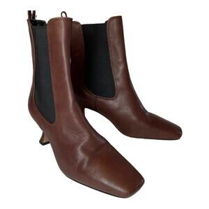 Sam Edelman Lani Terrazzo Brown Leather Spooled Heel Boots Booties 5